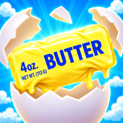 Steal ASMR! official game icon: a butter stick hatching from an egg